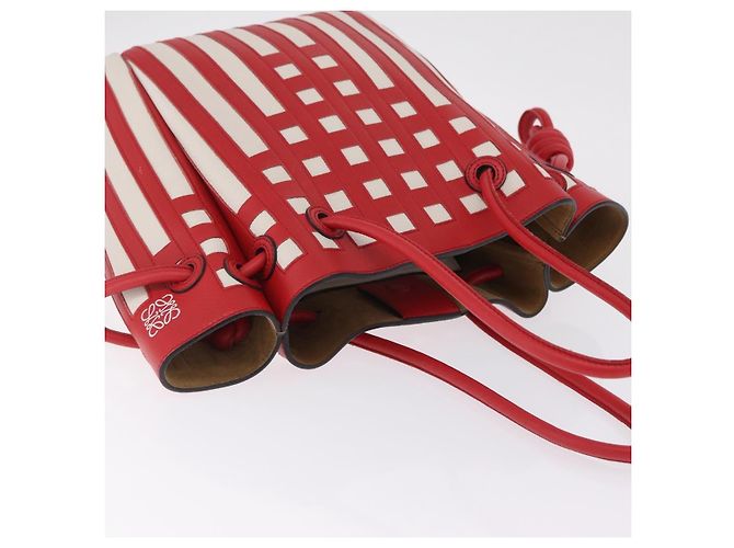 LOEWE Tote Bag Leder Rot Silber - Ansicht 14
