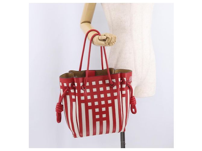 LOEWE Tote Bag Leder Rot Silber - Ansicht 29