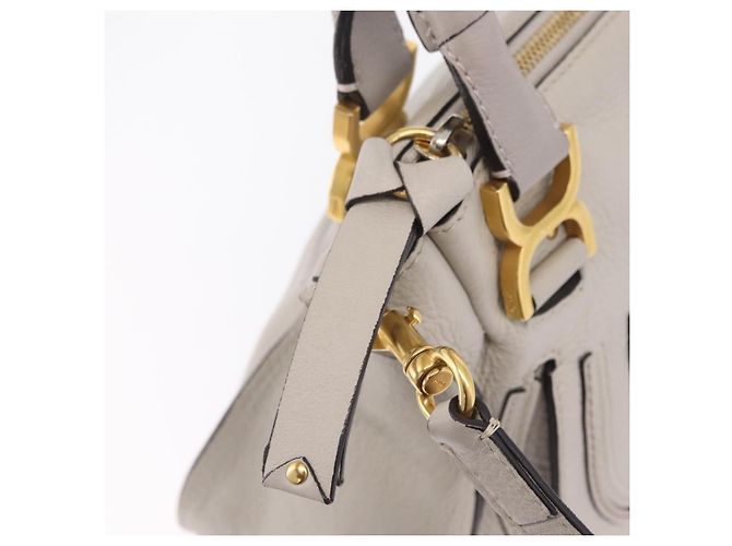Chloé Bolsa de Ombro Chloe Marcie em Couro Cinza e Dourado - vista 16