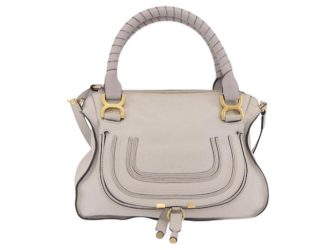 Chloé Bolsa de Ombro Chloe Marcie em Couro Cinza e Dourado - vista 2
