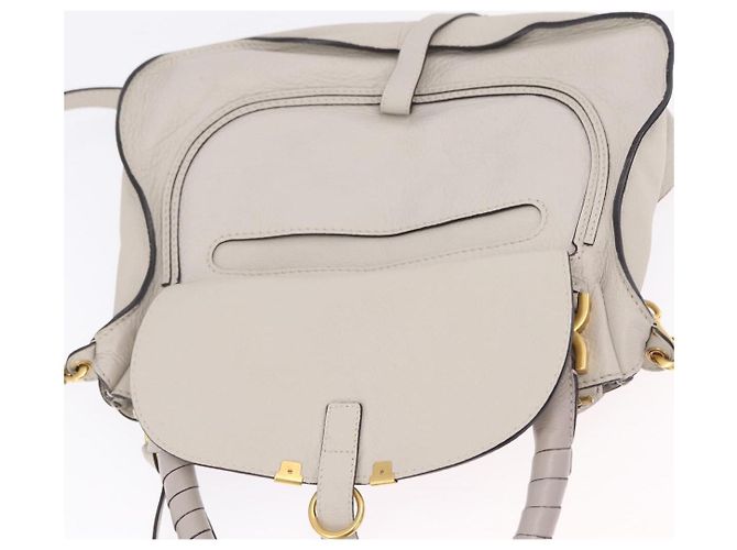 Chloé Bolsa de Ombro Chloe Marcie em Couro Cinza e Dourado - vista 25