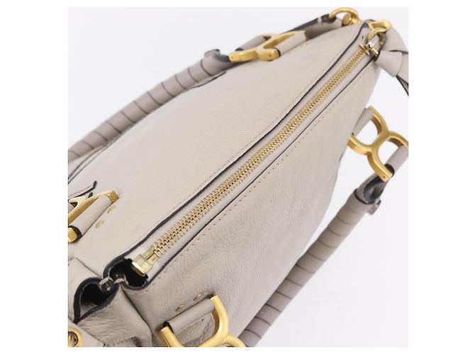 Chloé Bolsa de Ombro Chloe Marcie em Couro Cinza e Dourado - vista 6