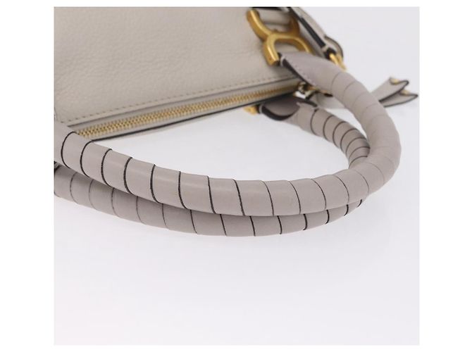 Chloé Bolsa de Ombro Chloe Marcie em Couro Cinza e Dourado - vista 7