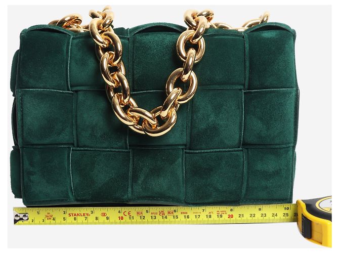 Bottega Veneta Borsa Chain Cassette in camoscio verde - vista 10