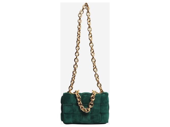 Bottega Veneta Borsa Chain Cassette in camoscio verde - vista 3