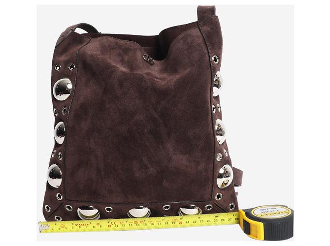 Valentino Borsa a tracolla con frange Nellcôte in camoscio marrone - vista 3
