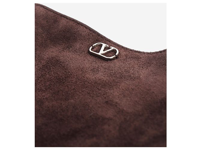 Valentino Borsa a tracolla con frange Nellcôte in camoscio marrone - vista 8