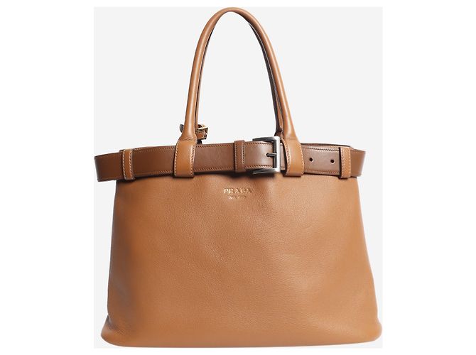 Prada Mala tote com fivela Caramel - vista 3