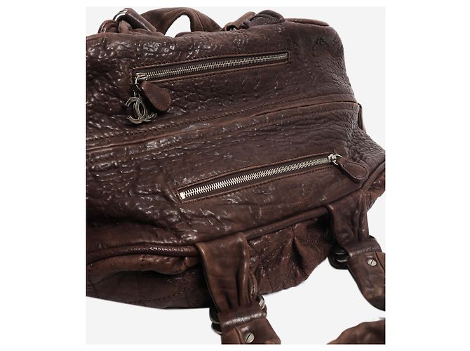 Chanel Braune gesteppte Leder-Bowler-Tasche - Ansicht 11