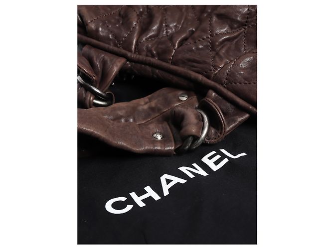 Chanel Braune gesteppte Leder-Bowler-Tasche - Ansicht 12