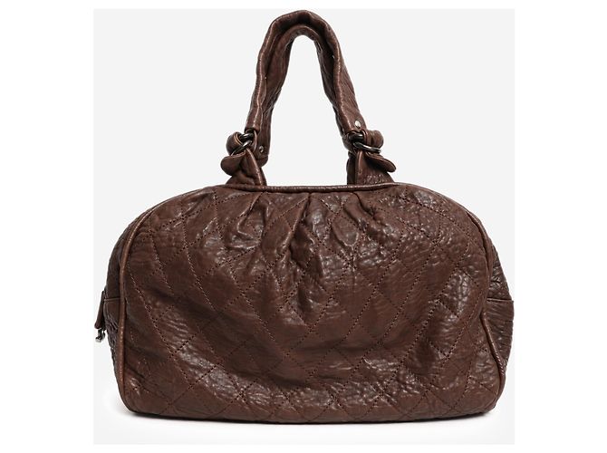 Chanel Braune gesteppte Leder-Bowler-Tasche - Ansicht 3