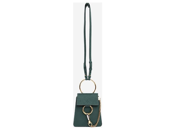 Chloé Borsa a tracolla Faye Mini Bracelet in camoscio blu e pelle - vista 2