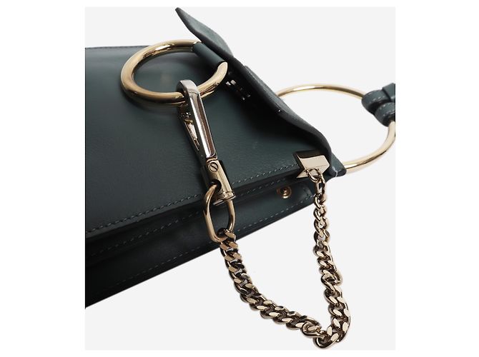 Chloé Borsa a tracolla Faye Mini Bracelet in camoscio blu e pelle - vista 4