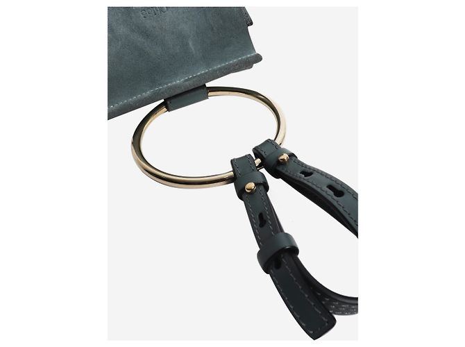 Chloé Borsa a tracolla Faye Mini Bracelet in camoscio blu e pelle - vista 5