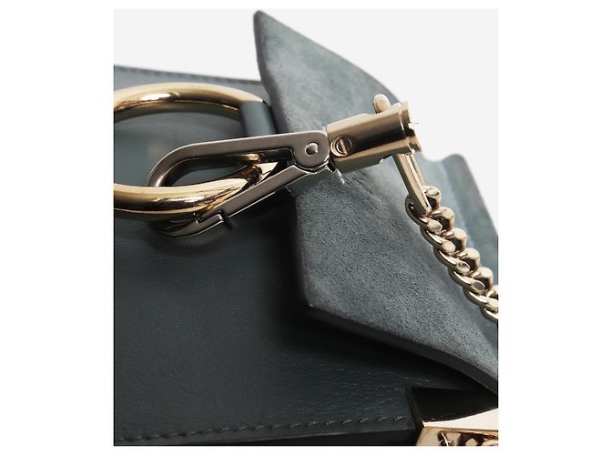 Chloé Borsa a tracolla Faye Mini Bracelet in camoscio blu e pelle - vista 7