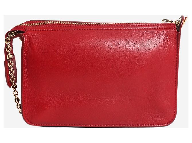 Céline Borsa a tracolla in pelle rossa e crema - vista 3