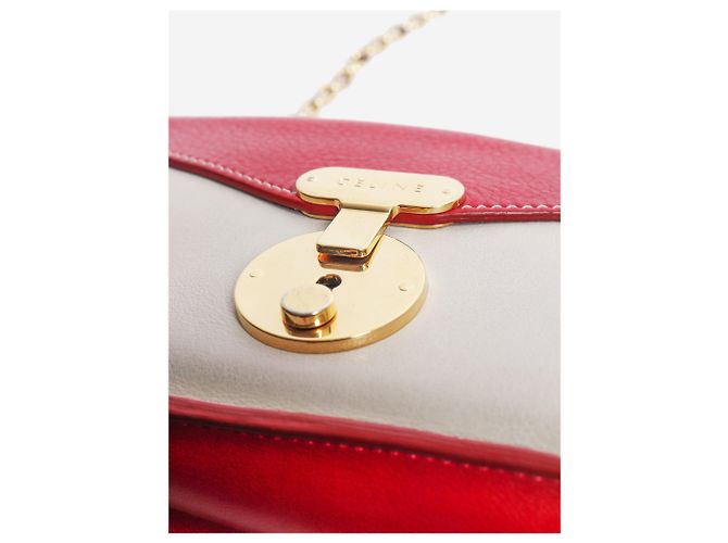 Céline Borsa a tracolla in pelle rossa e crema - vista 4