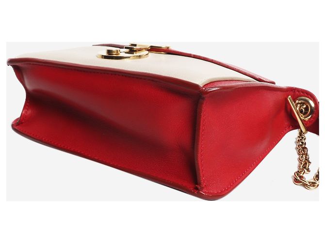 Céline Borsa a tracolla in pelle rossa e crema - vista 5