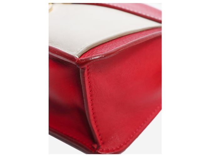 Céline Borsa a tracolla in pelle rossa e crema - vista 6