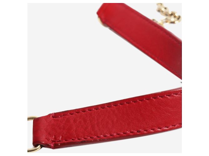Céline Borsa a tracolla in pelle rossa e crema - vista 7