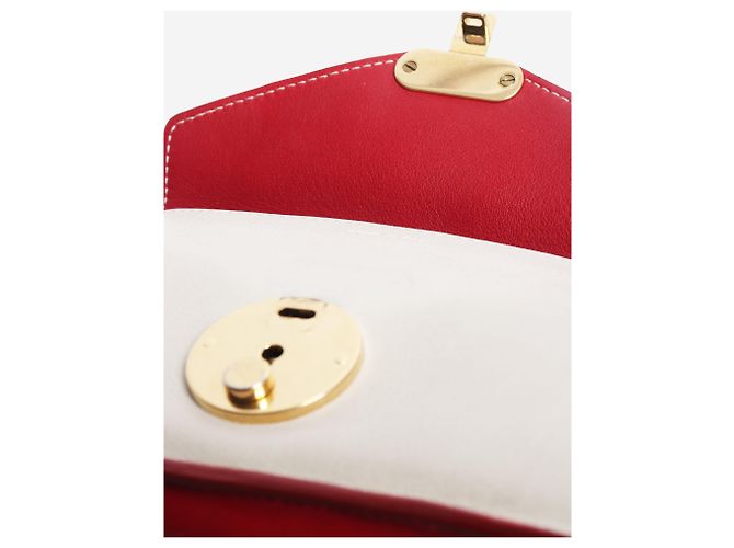 Céline Borsa a tracolla in pelle rossa e crema - vista 8