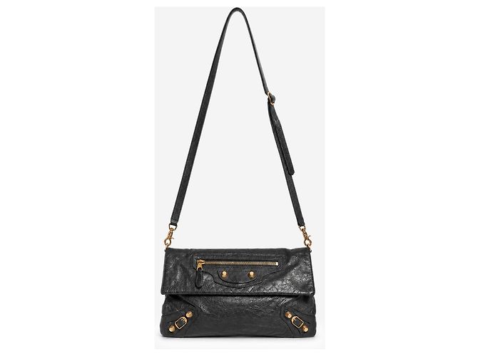 Balenciaga Borsa a tracolla Giant 12 Envelope Strap Clutch in pelle di agnello grigia - vista 2