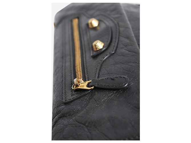 Balenciaga Borsa a tracolla Giant 12 Envelope Strap Clutch in pelle di agnello grigia - vista 3