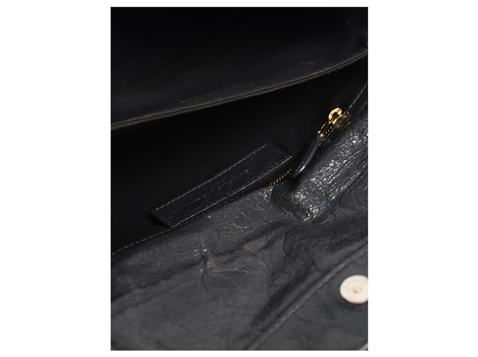 Balenciaga Borsa a tracolla Giant 12 Envelope Strap Clutch in pelle di agnello grigia - vista 7