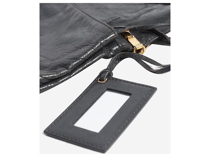 Balenciaga Borsa a tracolla Giant 12 Envelope Strap Clutch in pelle di agnello grigia - vista 8