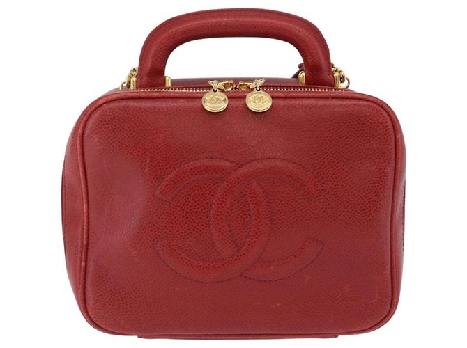 Bolso Vanity CHANEL de piel Caviar 2way Rojo Dorado CC - vista 2