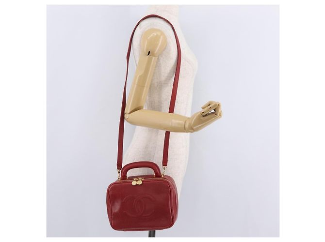 Bolso Vanity CHANEL de piel Caviar 2way Rojo Dorado CC - vista 28
