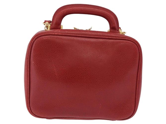 Bolso Vanity CHANEL de piel Caviar 2way Rojo Dorado CC - vista 4