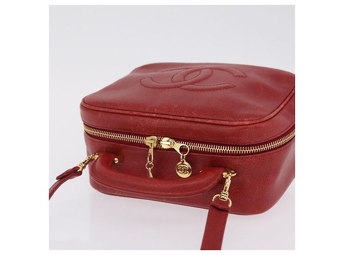 Bolso Vanity CHANEL de piel Caviar 2way Rojo Dorado CC - vista 8