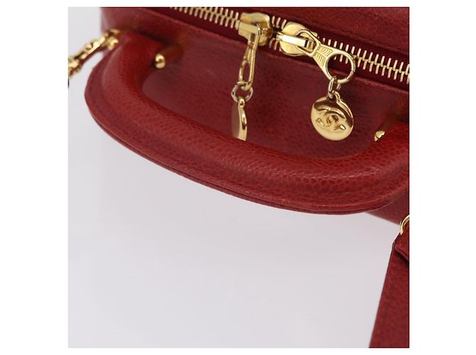 Bolso Vanity CHANEL de piel Caviar 2way Rojo Dorado CC - vista 9