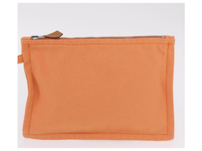 Hermès HERMES Coquillage PM Hand Bag Canvas Orange Silver - Ansicht 20