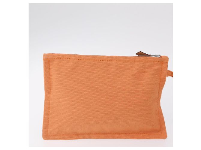 Hermès HERMES Coquillage PM Hand Bag Canvas Orange Silver - Ansicht 21