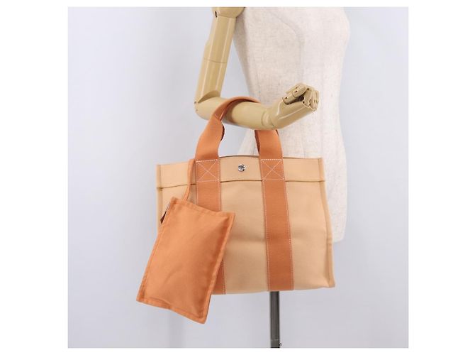 Hermès HERMES Coquillage PM Hand Bag Canvas Orange Silver - Ansicht 25