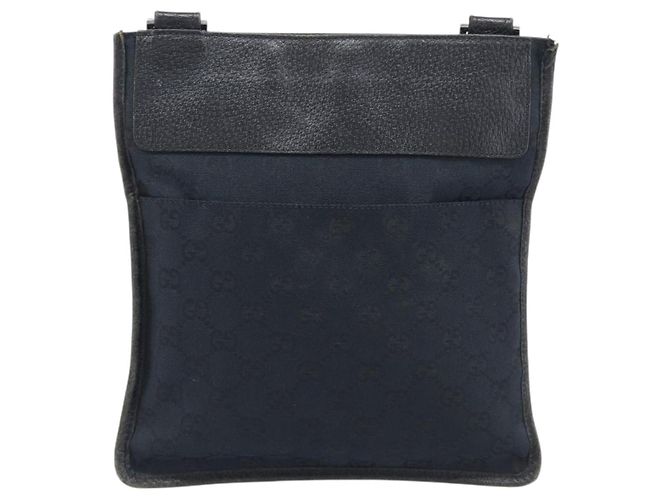 GUCCI GG Canvas Shoulder Bag Black Silver 27639 - vista 3