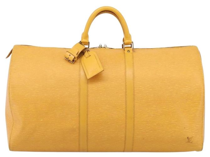 LOUIS VUITTON Epi Keepall 55 Boston Bag Yellow LV - vista 13