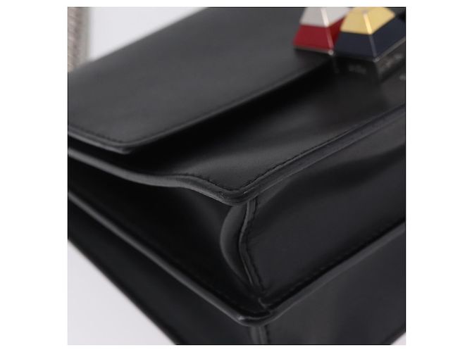 FENDI Canay Chain Shoulder Bag Leather Black Silver 8M0381 - vista 10