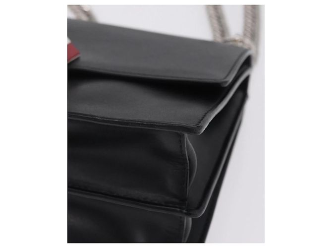 FENDI Canay Chain Shoulder Bag Leather Black Silver 8M0381 - vista 11