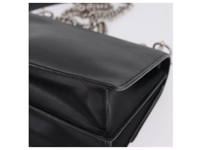 FENDI Canay Chain Shoulder Bag Leather Black Silver 8M0381 - vista 13