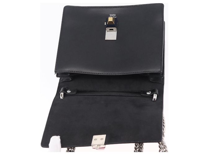 FENDI Canay Chain Shoulder Bag Leather Black Silver 8M0381 - vista 15