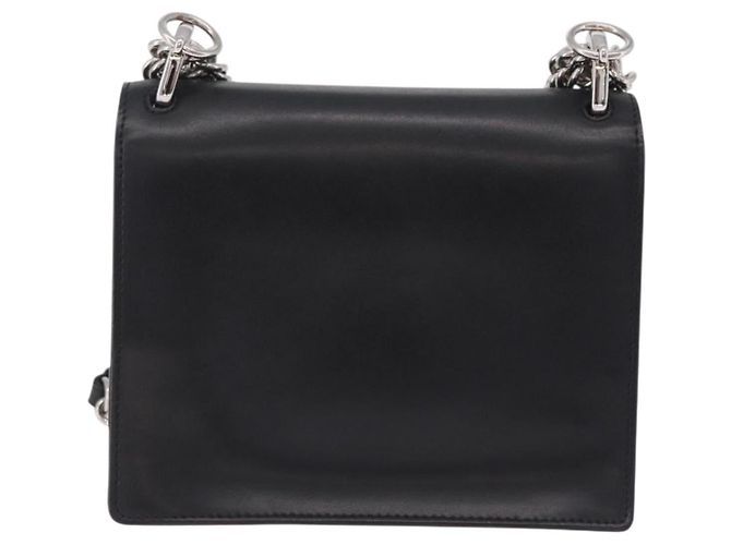 FENDI Canay Chain Shoulder Bag Leather Black Silver 8M0381 - vista 3