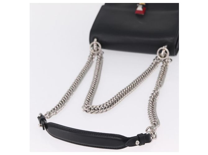 FENDI Canay Chain Shoulder Bag Leather Black Silver 8M0381 - vista 7