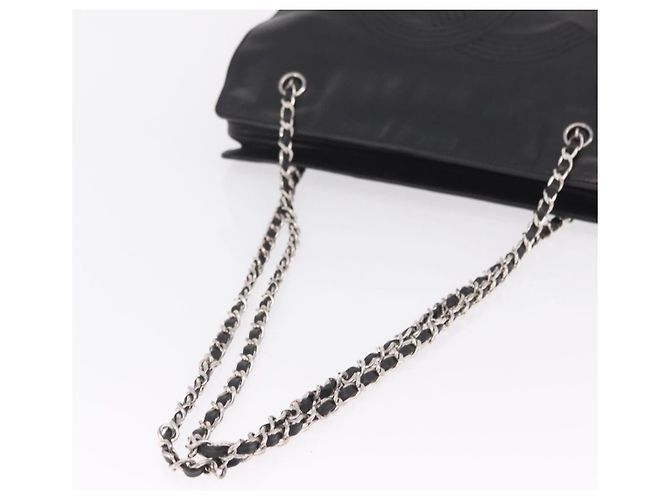CHANEL Chain Shoulder Tote Bag Leather Black Silver CC - vista 7