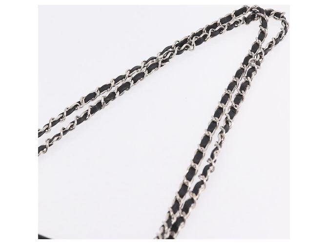 CHANEL Chain Shoulder Tote Bag Leather Black Silver CC - vista 8