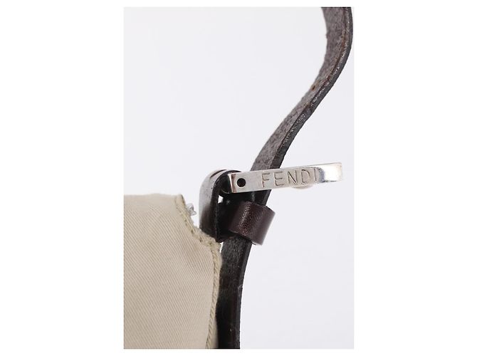 FENDI Mamma Baguette Shoulder Bag cotton Ivory Silver - vista 19
