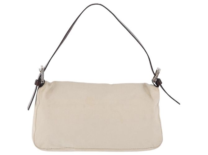 FENDI Mamma Baguette Shoulder Bag cotton Ivory Silver - vista 2