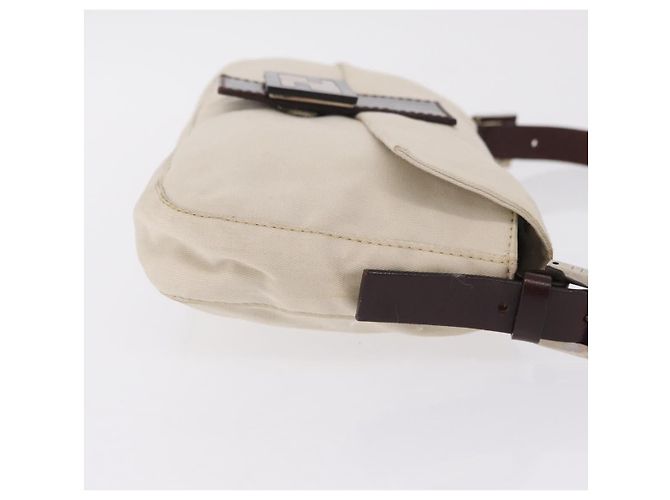 FENDI Mamma Baguette Shoulder Bag cotton Ivory Silver - vista 4